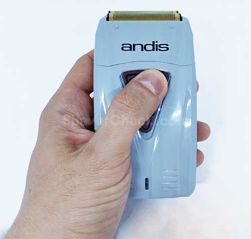 The Andis ProFoil held in hand.