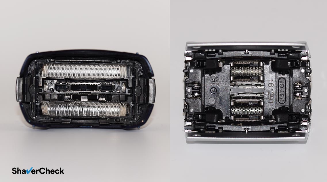 Panasonic foil head (left) vs Braun cassette (right).