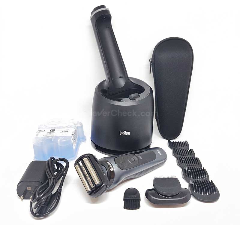 The accessories included with the Braun Series 6 6075cc.