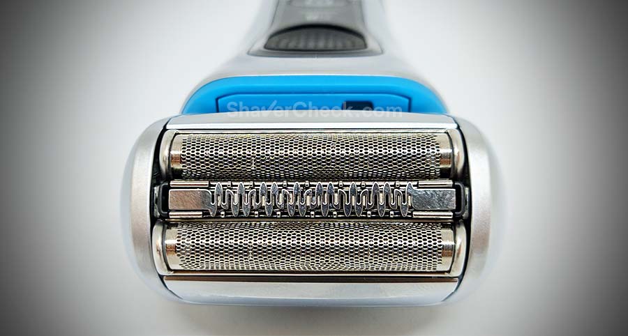 The shaving head of the Braun Series 8 with its 3 elements.