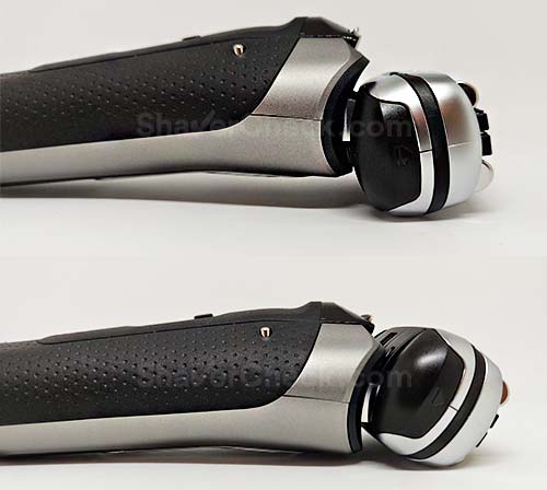 The flexing shaving head of the S9 9385cc can swivel up and down.