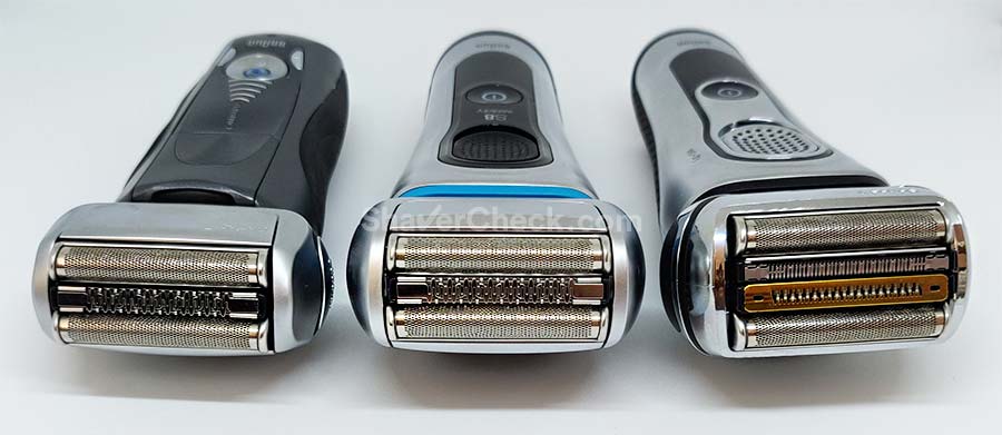 One of the main benefits of electric shavers is comfort. Pictured here: Braun Series 7, 8 and 9.