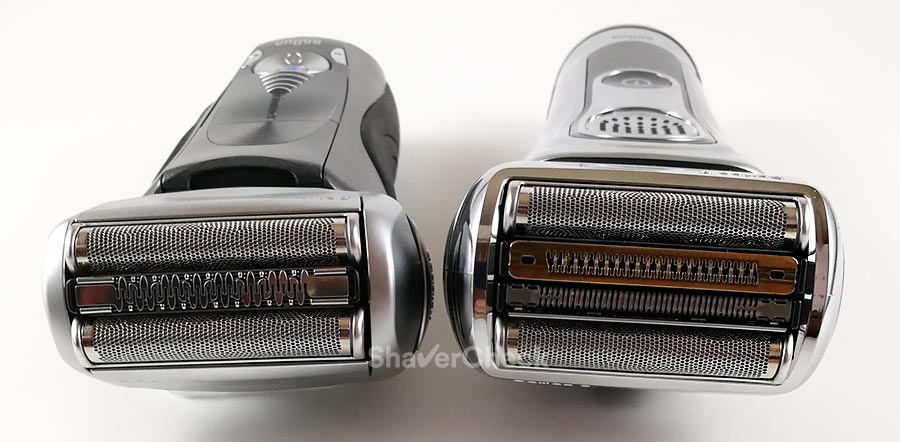 Braun Series 7 shaving head (left) vs Series 9 (right)