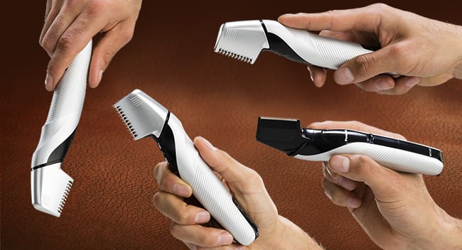 Holding the trimmer in different ways.