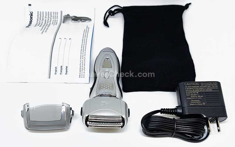 The accessories included with the Panasonic Arc3 ES8103S.