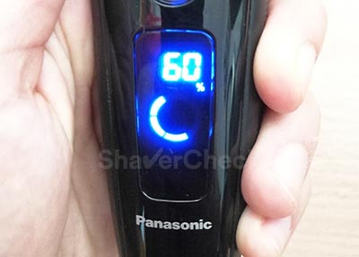 The battery percentage is only displayed for 5 seconds upon turning the shaver off.