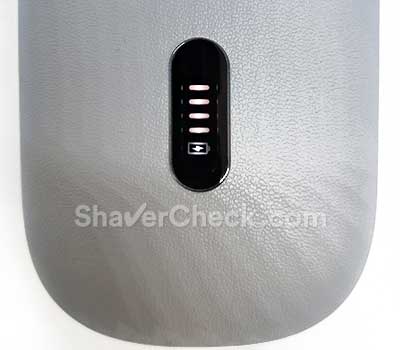 The viewfinder in the PowerCase that allows you to see the shaver's charge level.