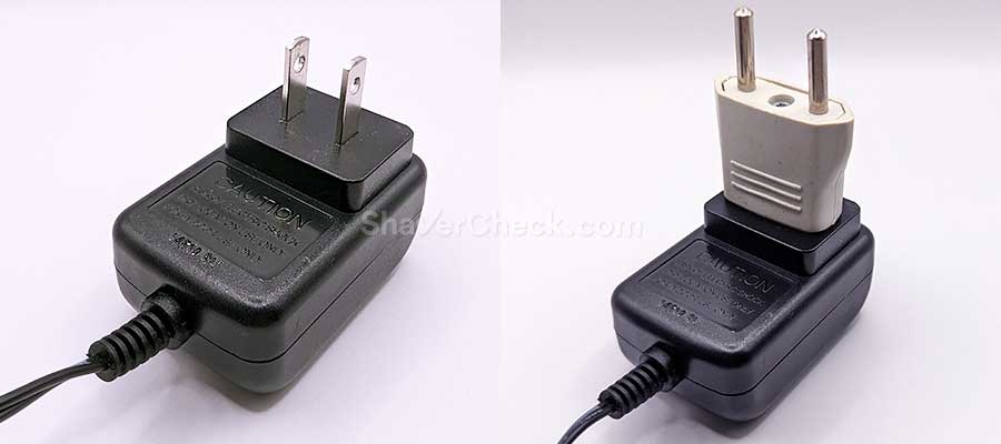The charger with a USA to EU adapter.