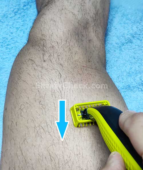 Trimming body hair with the Philips OneBlade.