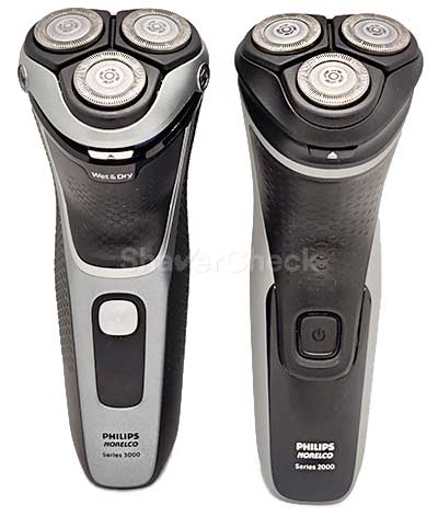 The Philips Shaver 3800 next to the 2300.